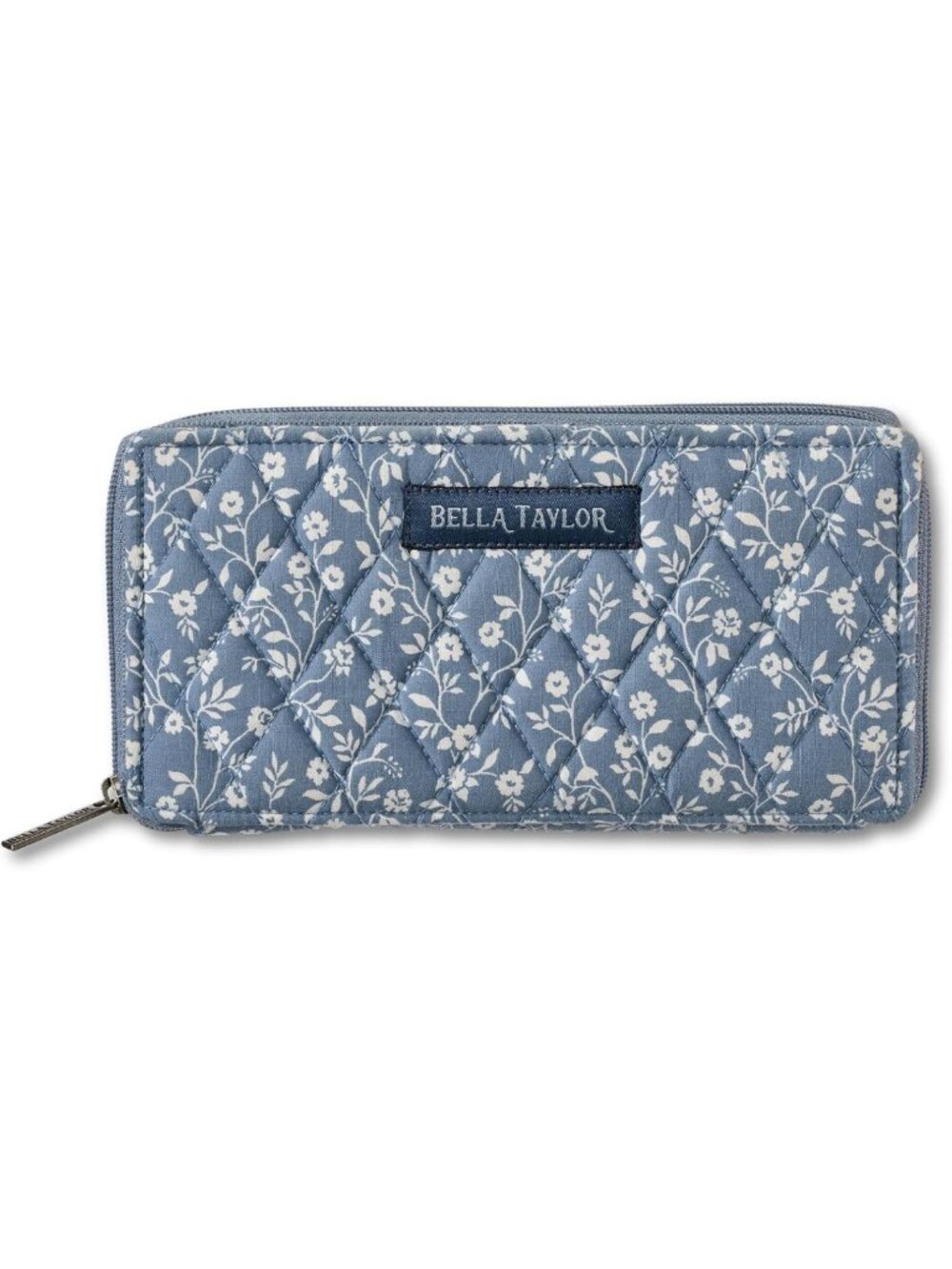 Quilted Cotton Zip Around Slim Wallet for Women, RFID Protection, Floral Design